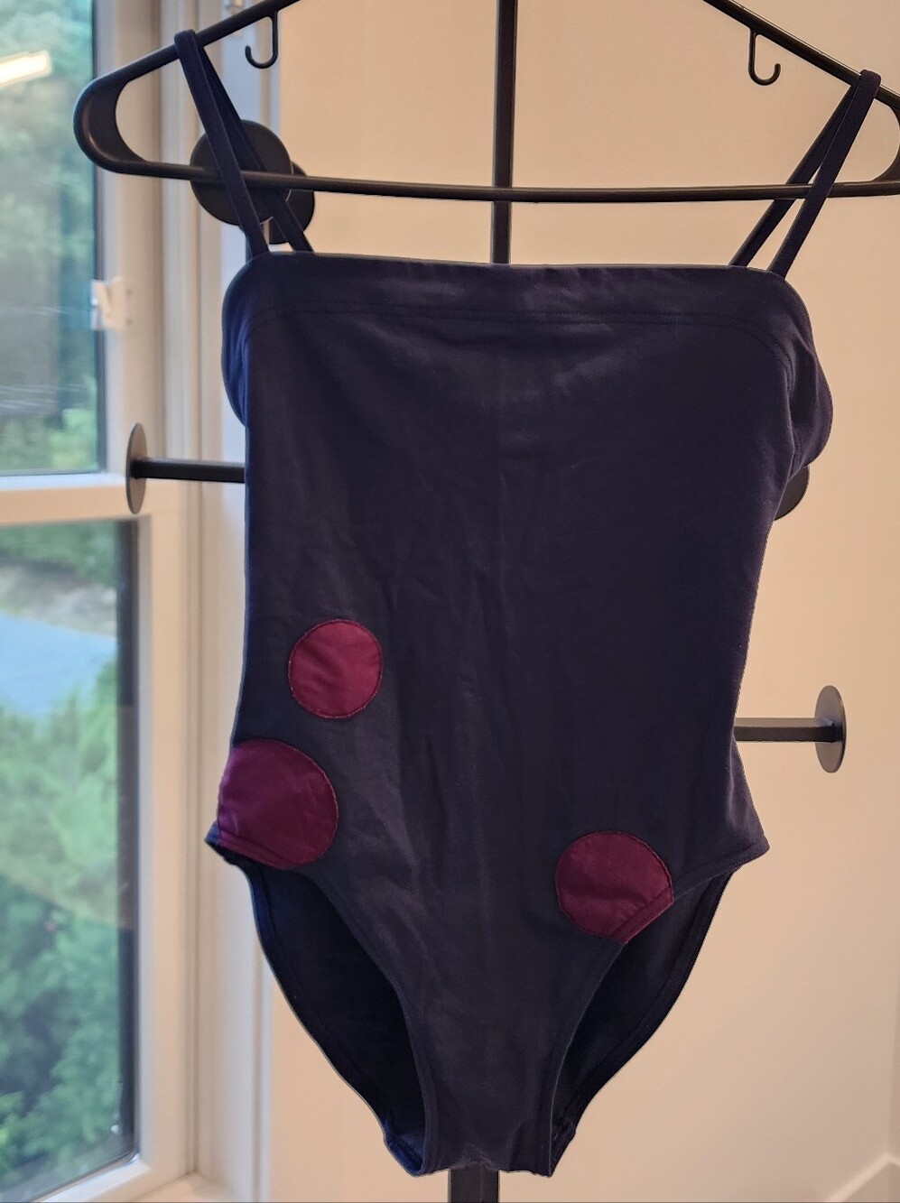 Eres Navy Aquarelle Tank One-Piece Swimsuit with Magenta Dot Accents Size 38